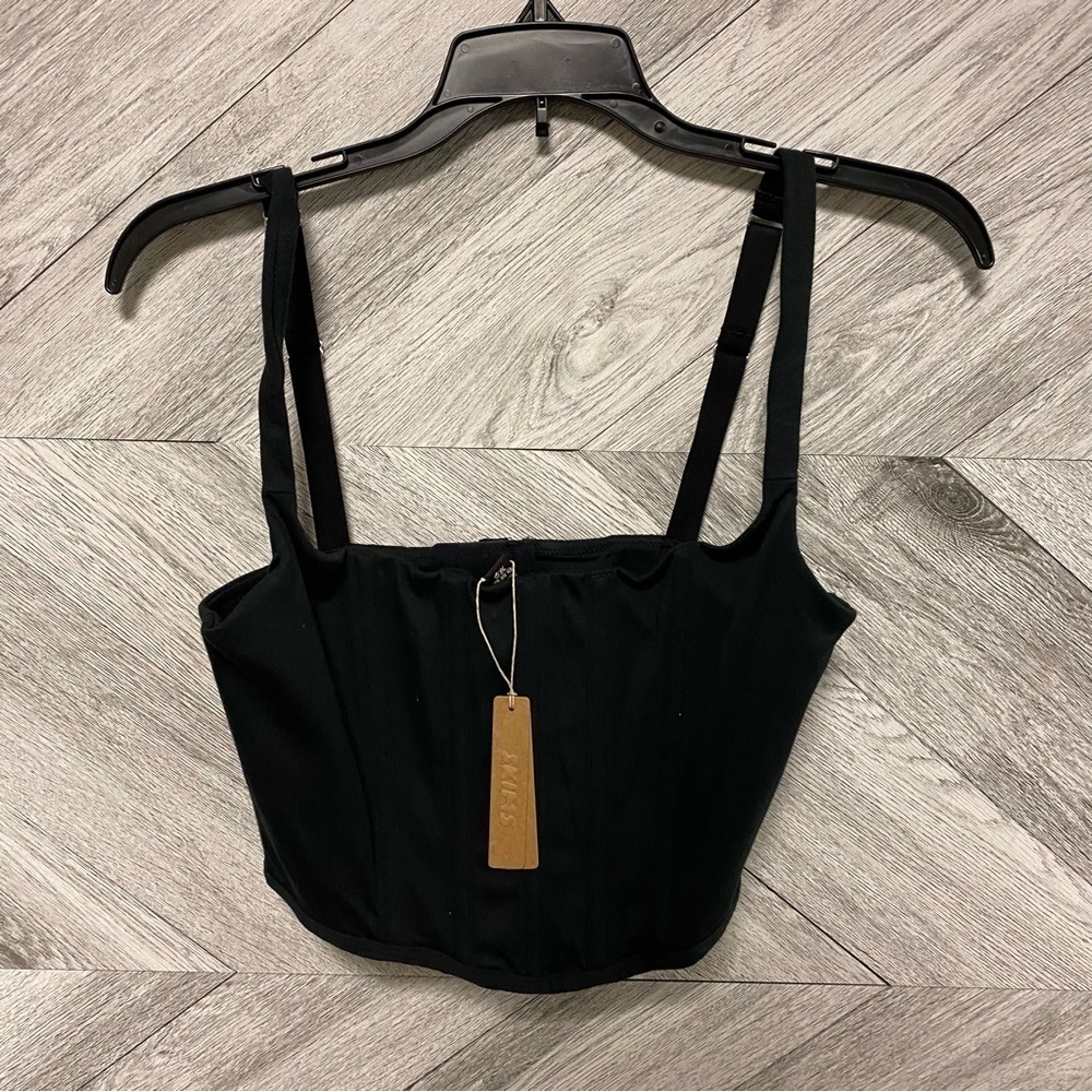 SKIMS | Cotton Corset Bustier Top In Soot NEW Size S - Picture 5 of 11